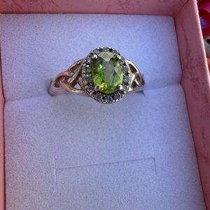 Ireland sterling silver Green Oval peridot size 11